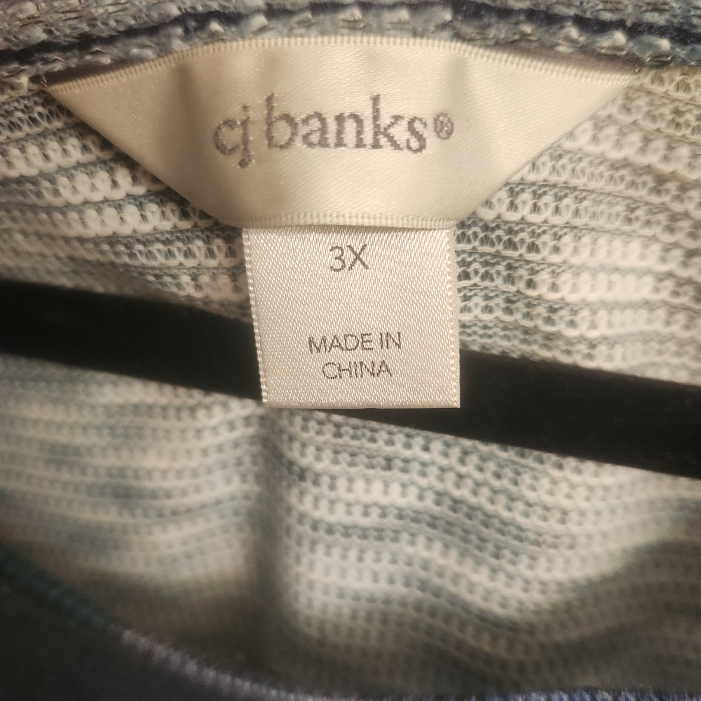 CJ Banks Blue and Gray Knit Long Sleeve Size 3X - Picture 3 of 5